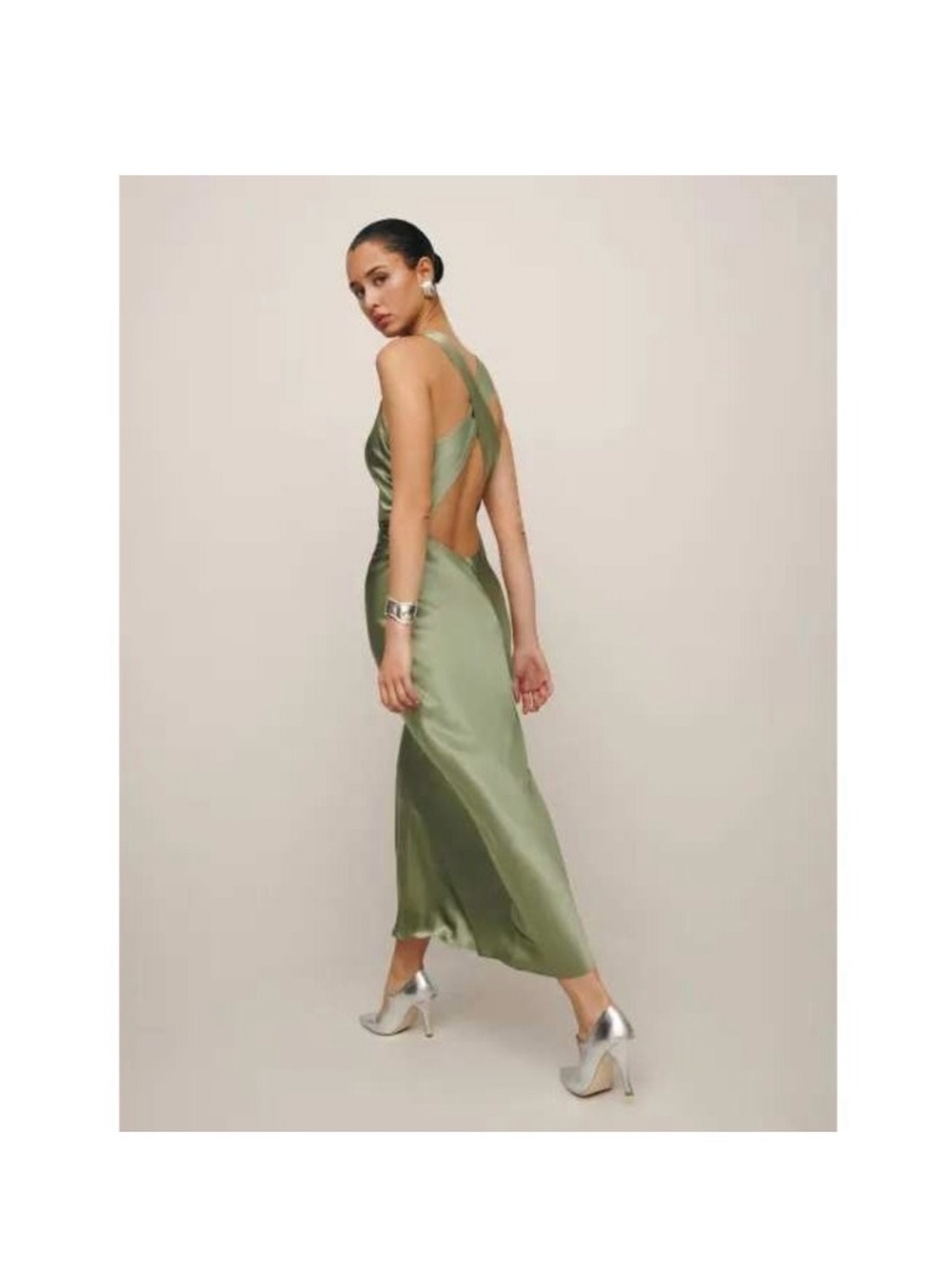 Reformation Silk Dress Casette Artichoke 8 NWT - Picture 2 of 9